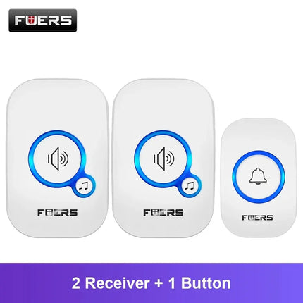 Wireless Doorbell Waterproof Door Chime Kit Welcome Chime Home Door Bell Intelligent 32 Songs Melodies Sound and LED