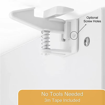10Pcs Baby Cabinet Locks Invisible Closet and Drawer Lock Child Security Protector No Drilling Installation White