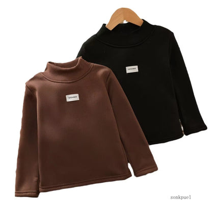 Children'S Autumn Winter Half High Neck Pullover Long Sleeve Bottom Shirt Kids Baby Boys Girls Clothing Tops