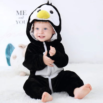 Newborn Baby Boy Clothing Stitch Animal Cartoon Hooded Jumpsuits Winter Baby Pajamas Onesies Kids Sleepwear Newborn Baby Pyjamas