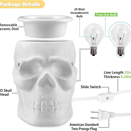 Halloween Wax Melt Warmer, Ceramic Skull Scentsy Wax Warmer for Scented Wax Melts, Electric Wax Melter Warmer for Candle & Fragrance Cubes