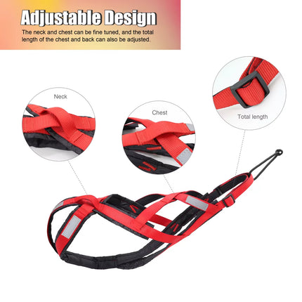 Dog Sled Harness Pet Weight Pulling Sledding Harness Mushing X Back Harness for Large Dogs Husky Canicross Skijoring Scootering