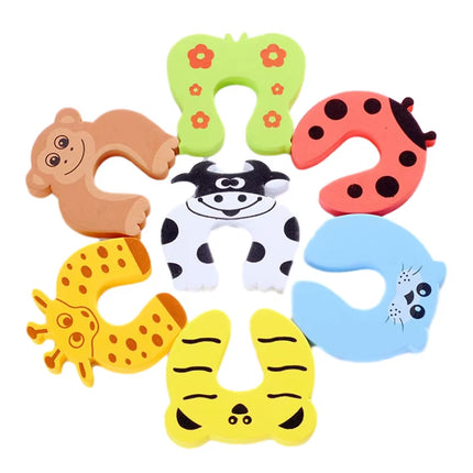 5Pcs/Lot Baby Safety for Newborn Furniture Protection Card Door Stopper Security Cute Animal Care Child Lock Finger Protector