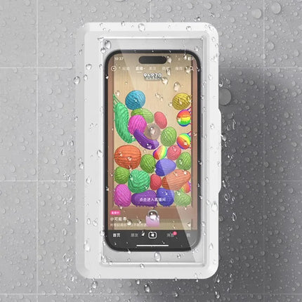 Waterproof Phone Holder - Suction Cup Shower Mount for Bathroom/Wall, Touch Screen Access & Steam-Proof Seal, Max 6.7" Phones