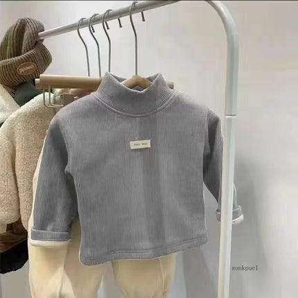 Children'S Autumn Winter Half High Neck Pullover Long Sleeve Bottom Shirt Kids Baby Boys Girls Clothing Tops