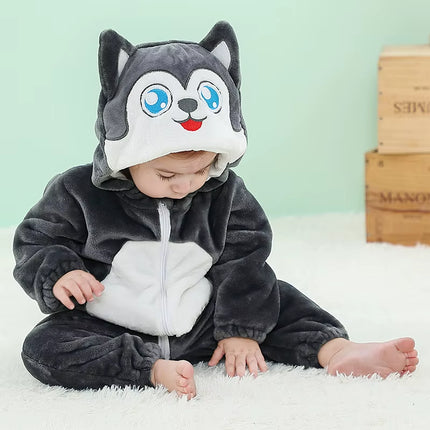 Newborn Baby Boy Clothing Stitch Animal Cartoon Hooded Jumpsuits Winter Baby Pajamas Onesies Kids Sleepwear Newborn Baby Pyjamas