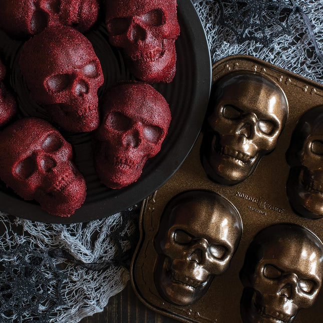 Halloween Skull Cakelet Pan, haunted Bronze Bakeware