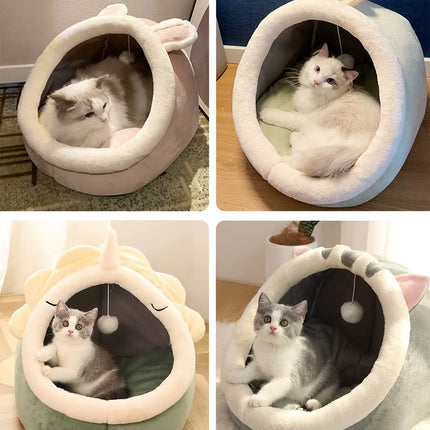 Deep Sleep Cat Bed Cartoon Pet Bed Foldable Removable Washable Pet Sleeping Bed for Small Dog Mat Bag Cave Cats Bed