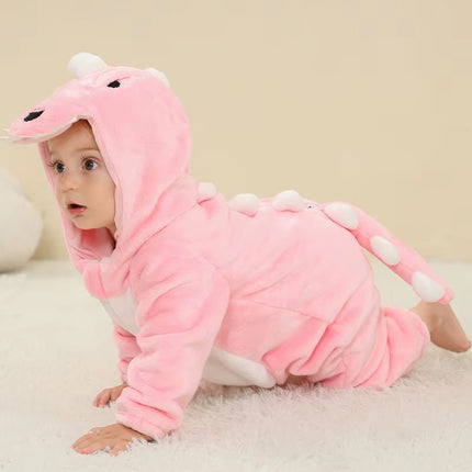 Newborn Baby Boy Clothing Stitch Animal Cartoon Hooded Jumpsuits Winter Baby Pajamas Onesies Kids Sleepwear Newborn Baby Pyjamas