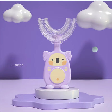 2-12Years Baby 360 Degree U-Shaped Oral Care Cleaning Silicone Soft Toothbrush Cartoon Cute Children'S Toothbrush