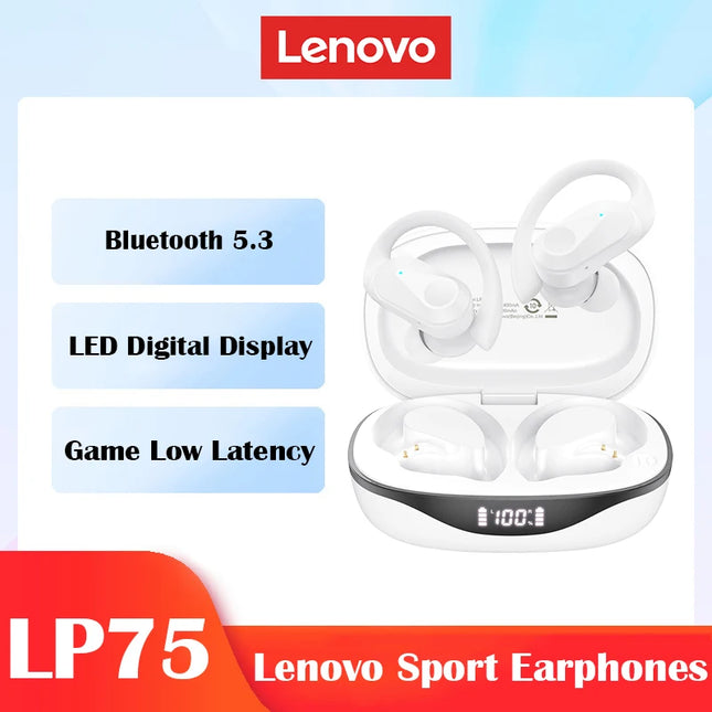 LP75 Bluetooth 5.3 Earphones TWS Wireless Sport Headphones LED Digital Display Hifi Stereo Noise Reduction Gaming Earbuds