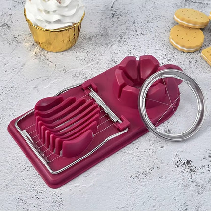 Multifunctional PP Base Egg Cutter 2-In-1 Stainless Steel Wire Pull Egg Cutter for Hanging High-Quality Kitchen Accessory Tools