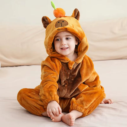 Newborn Baby Boy Clothing Stitch Animal Cartoon Hooded Jumpsuits Winter Baby Pajamas Onesies Kids Sleepwear Newborn Baby Pyjamas