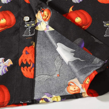 Mens Halloween Shirt Short Sleeve Pumpkins Shirts Button down Light Weight Causal