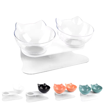 Non-Slip Cat Single Double Pet Bowls with Stand Food Feed and Water Bowls Inclination Stand Cats Feeders Feeding Kitten Supplies
