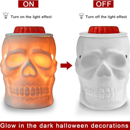 Halloween Wax Melt Warmer, Ceramic Skull Scentsy Wax Warmer for Scented Wax Melts, Electric Wax Melter Warmer for Candle & Fragrance Cubes