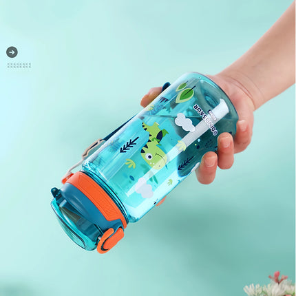 600Ml Dinosaur Water Bottle for Kids Water Sippy Cup with Silicone Straw Leakproof Plastic Water Bottles Summer Kids Water Cup