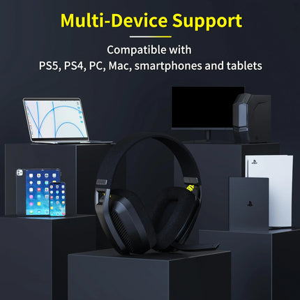 BW06 2.4Ghz Wireless Gaming Headset with Mic for PS5 PS4 PC Mac Playstation Bluetooth Gaming Headphone with Microphone