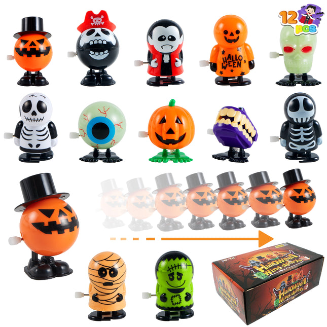 12 Pcs Halloween Wind-Up Toys for Kids,Halloween Toys Bulk Halloween Gifts Halloween Basket Halloween Accessories,Halloween Goody Bags,Halloween Treat Bag Fillers