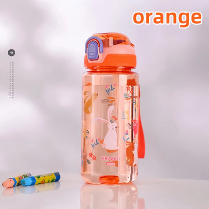600Ml Dinosaur Water Bottle for Kids Water Sippy Cup with Silicone Straw Leakproof Plastic Water Bottles Summer Kids Water Cup