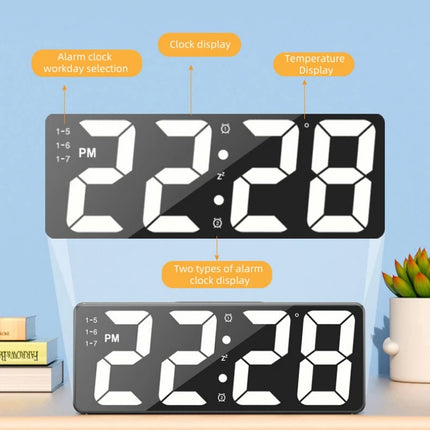 Voice Control Digital Alarm Clock Temperature Date 2 Alarm Snooze Night Mode Table Clock 12/24H USB Plug-In Always on LED Clock