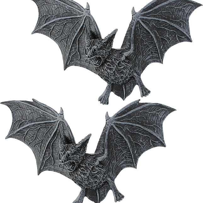 Vampire Bat Graveyard Halloween Decoration of Castle Barbarosa Wall Sculptures - Set of 2