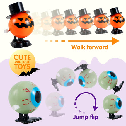 12 Pcs Halloween Wind-Up Toys for Kids,Halloween Toys Bulk Halloween Gifts Halloween Basket Halloween Accessories,Halloween Goody Bags,Halloween Treat Bag Fillers