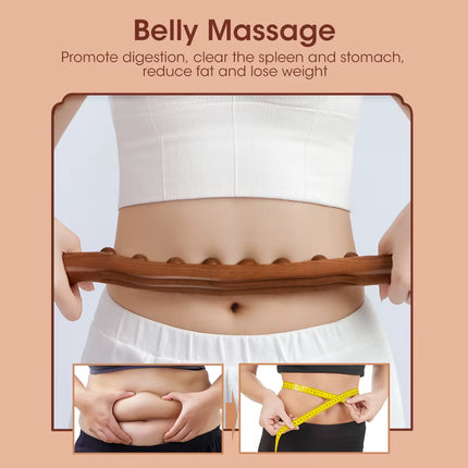 Handheld Wood Massage Roller Stick Lymphatic Drainage Tools Fascia Blaster Stomach Cellulite Massager for Neck Back Waist Leg