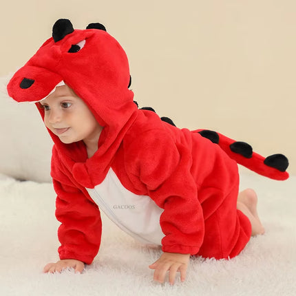 Newborn Baby Boy Clothing Stitch Animal Cartoon Hooded Jumpsuits Winter Baby Pajamas Onesies Kids Sleepwear Newborn Baby Pyjamas