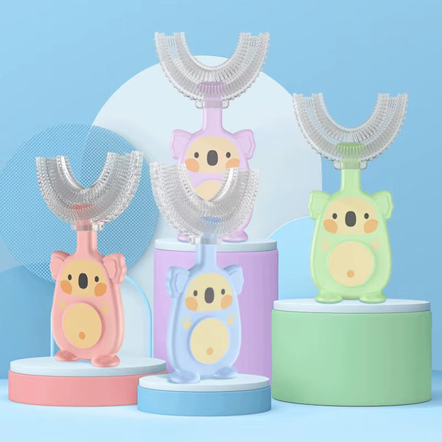 2-12Years Baby 360 Degree U-Shaped Oral Care Cleaning Silicone Soft Toothbrush Cartoon Cute Children'S Toothbrush