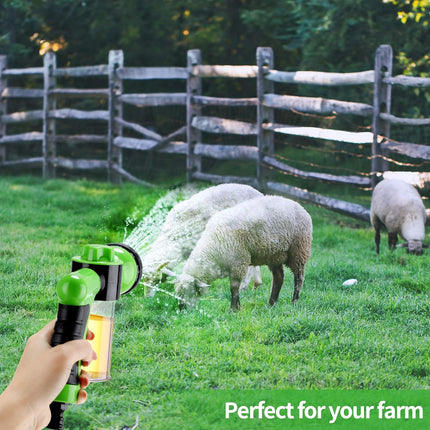 2 Pcs Hose Nozzle with Soap Dispenser, Rubber Comb Brush, and Spray Foamer for Pet Showering - Outdoor Bathing Sprayer Bottle (Green)