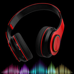 Foldable Over-Ear Bluetooth Singular Wireless Headphones with Mic, Red