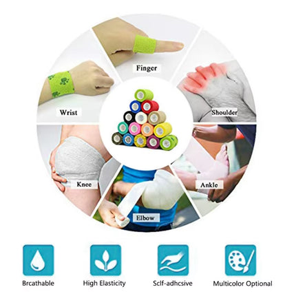 1Roll 2.5/5/10Cm*4.5M Gauze Medical Bandage Self-Adhesive Breathable Elastic Bandages for Sports Fixing Finger Wrist Leg