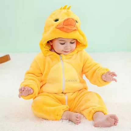 Newborn Baby Boy Clothing Stitch Animal Cartoon Hooded Jumpsuits Winter Baby Pajamas Onesies Kids Sleepwear Newborn Baby Pyjamas