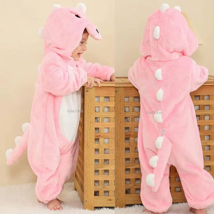 Newborn Baby Boy Clothing Stitch Animal Cartoon Hooded Jumpsuits Winter Baby Pajamas Onesies Kids Sleepwear Newborn Baby Pyjamas
