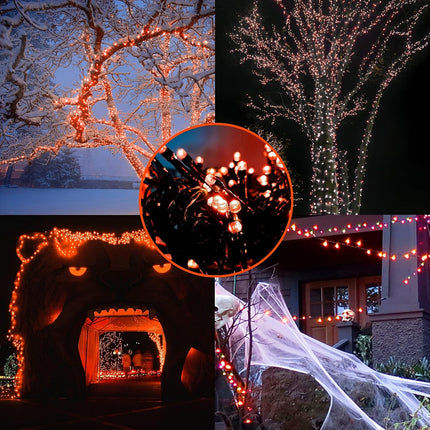 33FT 100 LED Halloween Black Wire String Lights, Plug in Black Wire Fairy Lights 8 Modes Waterproof Mini Light for Outdoor Indoor Christmas Tree Holiday Wedding Party Bedroom Patio Tree Decor