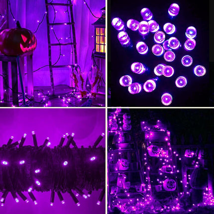Purple Halloween String Lights, 200 LED 66 Ft Outdoor Halloween String Lights, 8 Modes Waterproof Decorative LED Purple Fairy Lights for Home Yard Patio Wedding Room Party Decoration