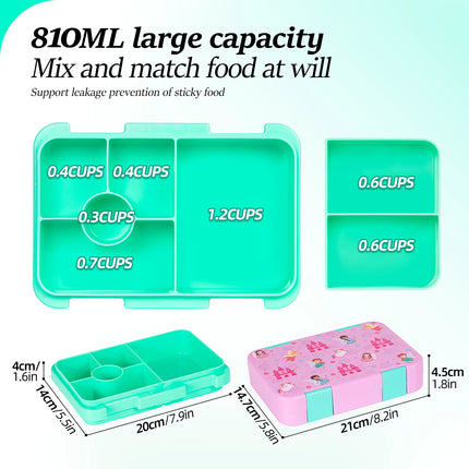 1100Ml Cartoon Printed Lunch Box Microwavable Bento Box Interlayer Leakproof Storage Box Hermetic Containers Students School