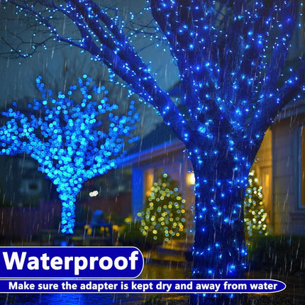 Halloween String Lights 100FT 300 LED String Lights with 8 Modes Timer Connectable Waterproof Plug-In Fairy Lights for Home, Garden, Party, Holiday, Tree, Christmas Decorations (Blue)