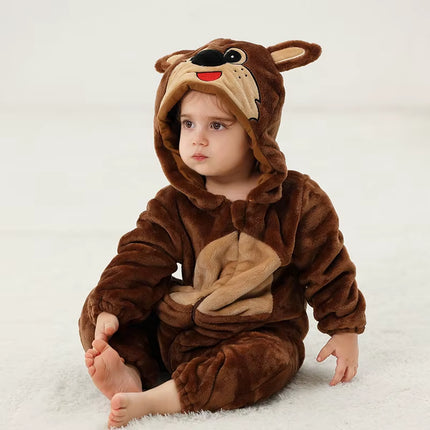 Newborn Baby Boy Clothing Stitch Animal Cartoon Hooded Jumpsuits Winter Baby Pajamas Onesies Kids Sleepwear Newborn Baby Pyjamas