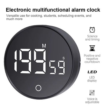 Magnetic LED Digital Kitchen Timer Large LED Display Mechanical Remind Alarm Stopwatch Alarm Clock for Cooking Working Studying