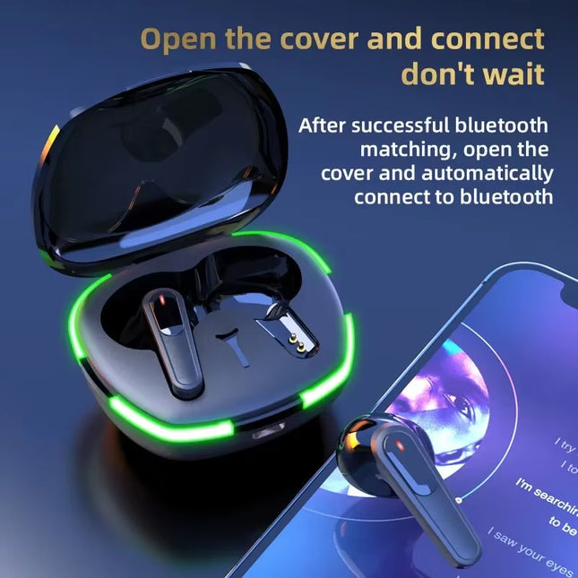 SW-P60 Wireless Bluetooth Earphones Headset Touch Light with Mic Hifi Stereo Headset Sports Outdoor Earbuds Ear Games Music