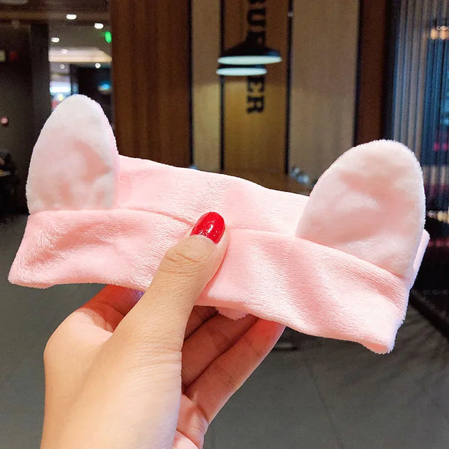 Wash Face Hair Holder Hairbands Soft Warm Coral Fleece Bow Animal Ears Headband for Women Girls Turban Fashion Hair Accessories