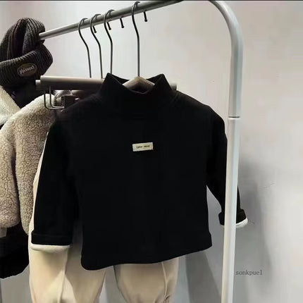 Children'S Autumn Winter Half High Neck Pullover Long Sleeve Bottom Shirt Kids Baby Boys Girls Clothing Tops