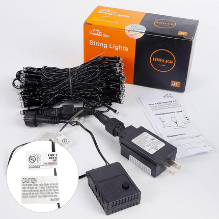 33FT 100 LED Halloween Black Wire String Lights, Plug in Black Wire Fairy Lights 8 Modes Waterproof Mini Light for Outdoor Indoor Christmas Tree Holiday Wedding Party Bedroom Patio Tree Decor