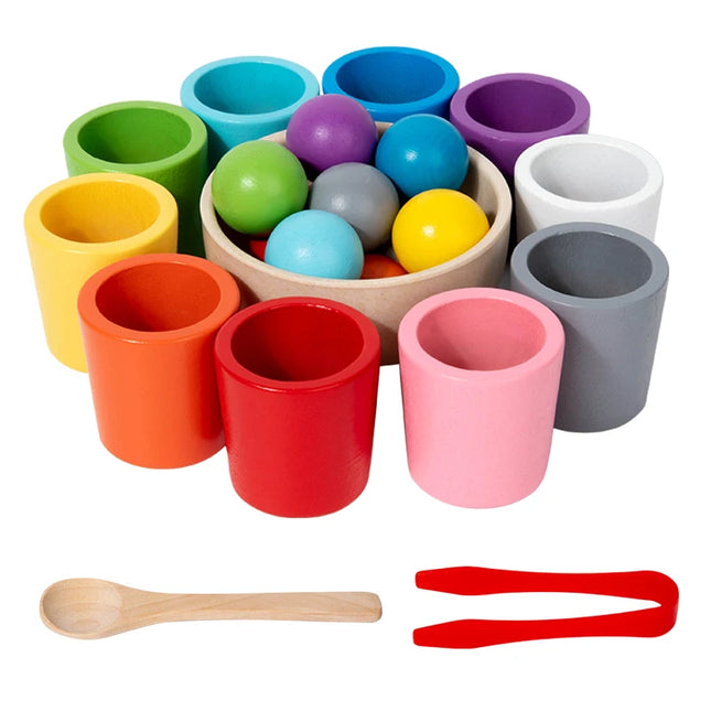 Montessori Wooden Toy Color Cups Matching Sorting Cognition Game Training Early Education Learning Educational Toys for Children