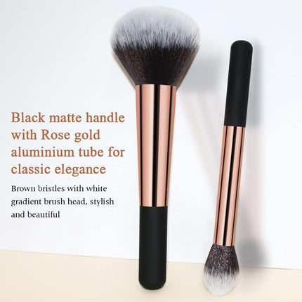 Makeup Brushes  Powder Foundation Brush Flawless Powder Brush Set with Highlighter Brush Blush Brush with Wooden Handle Perfect for Blending, Buffing Liquid