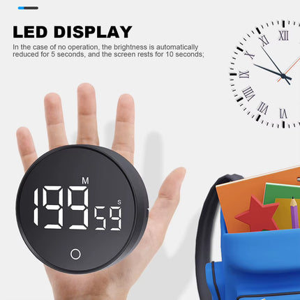 Magnetic LED Digital Kitchen Timer Large LED Display Mechanical Remind Alarm Stopwatch Alarm Clock for Cooking Working Studying
