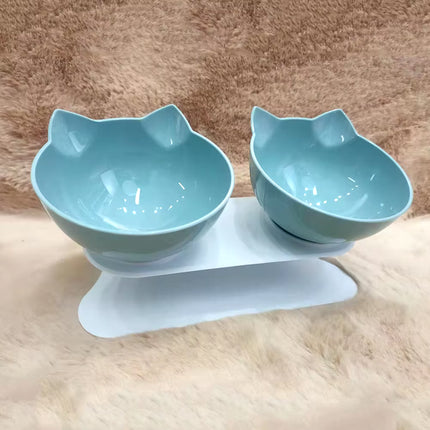 Non-Slip Cat Single Double Pet Bowls with Stand Food Feed and Water Bowls Inclination Stand Cats Feeders Feeding Kitten Supplies