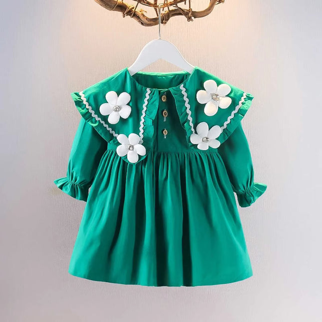 1 2 3 4Years Baby Girl Dress 2024 Spring and Autumn Foreign Children'S Dress Fairy Student Bubble Sleeve Birthday Princess Dress